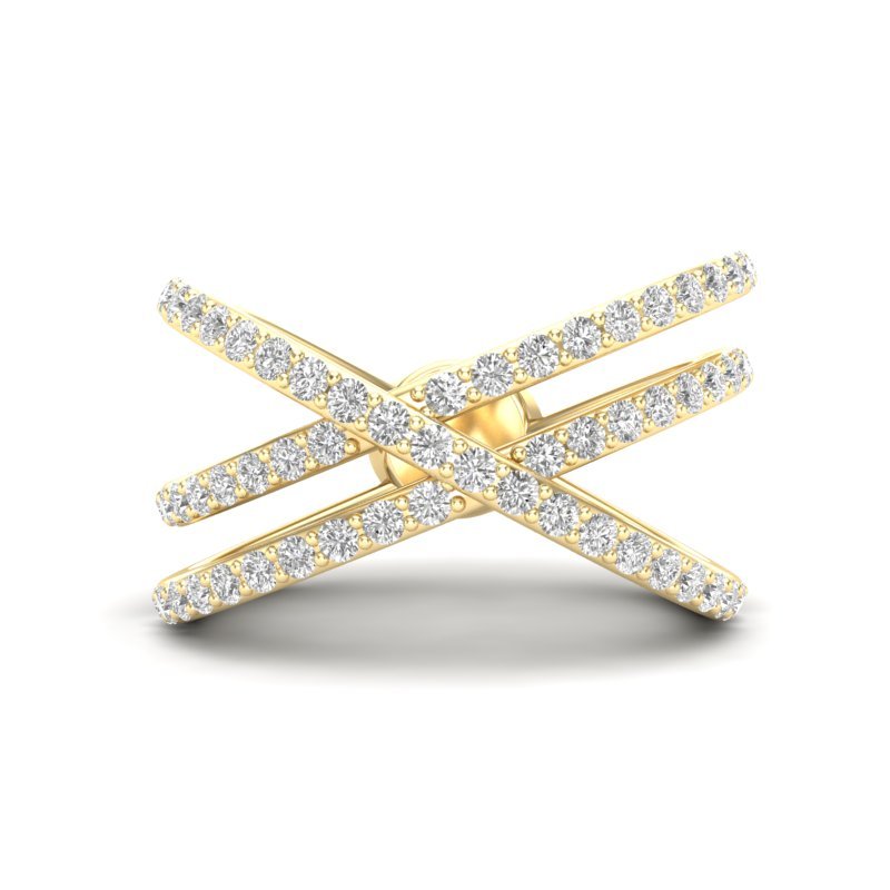 14K Gold Diamond Criss-Cross Ring Ring ABB-286-D  - Abtin & Co.