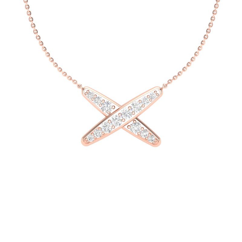 14K Gold Diamond Geometric X Pendant Pendant ABP-116-D  - Abtin & Co.
