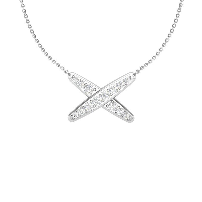 14K Gold Diamond Geometric X Pendant Pendant ABP-116-D  - Abtin & Co.