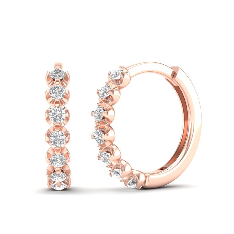 14k Gold Diamond Huggie Earrings Earring ABH-106-D  - Abtin & Co.