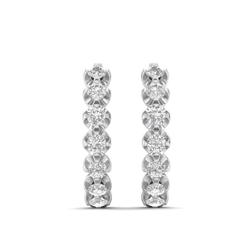 14k Gold Diamond Huggie Earrings Earring ABH-106-D  - Abtin & Co.