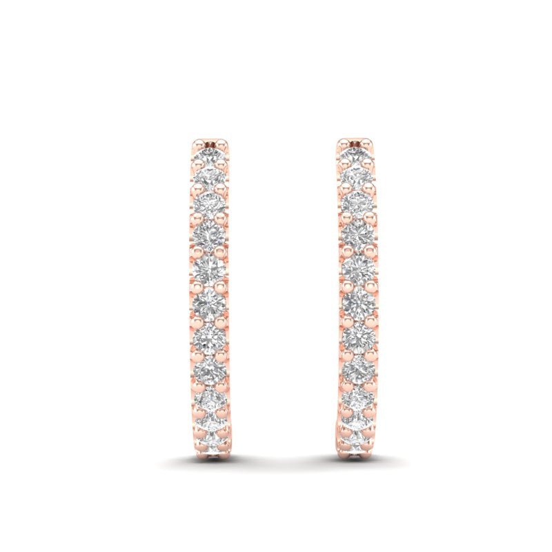 14k Gold Diamond Huggie Earrings Earring ABH-102-D  - Abtin & Co.