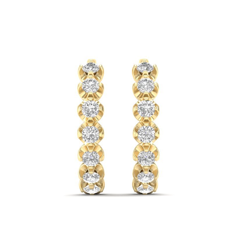 14k Gold Diamond Huggie Earrings Earring ABH-106-D  - Abtin & Co.