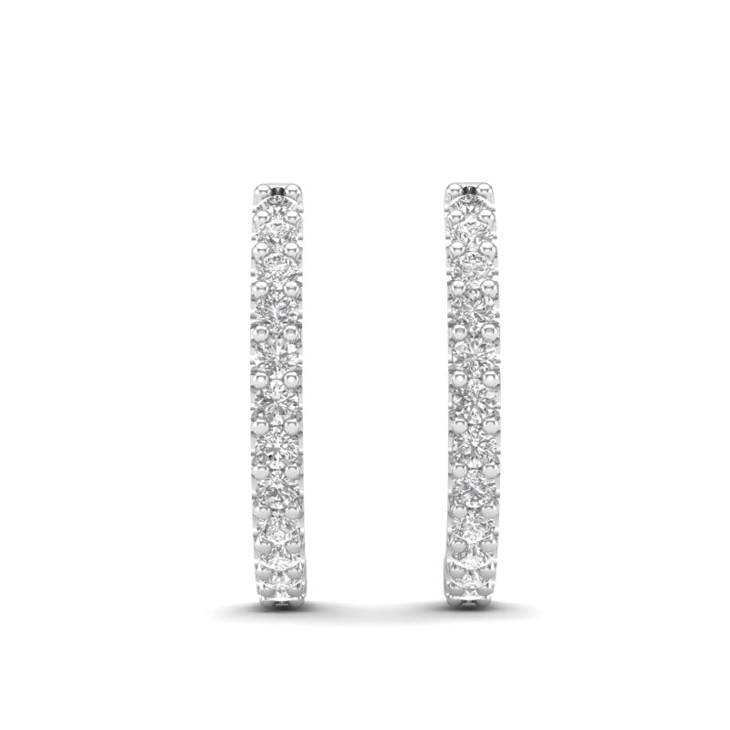 14k Gold Diamond Huggie Earrings Earring ABH-102-D  - Abtin & Co.