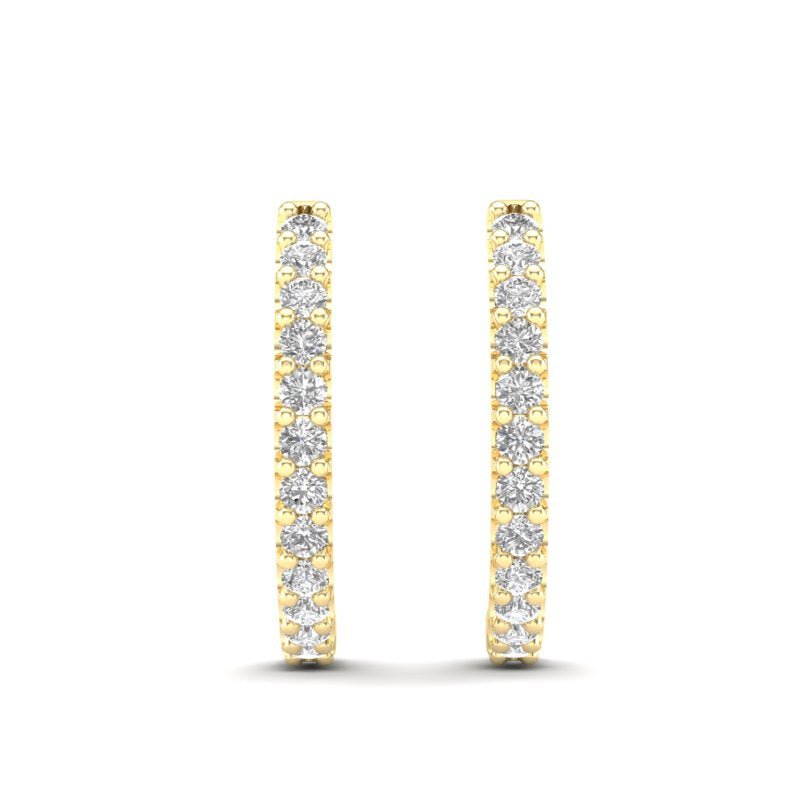 14k Gold Diamond Huggie Earrings Earring ABH-102-D  - Abtin & Co.