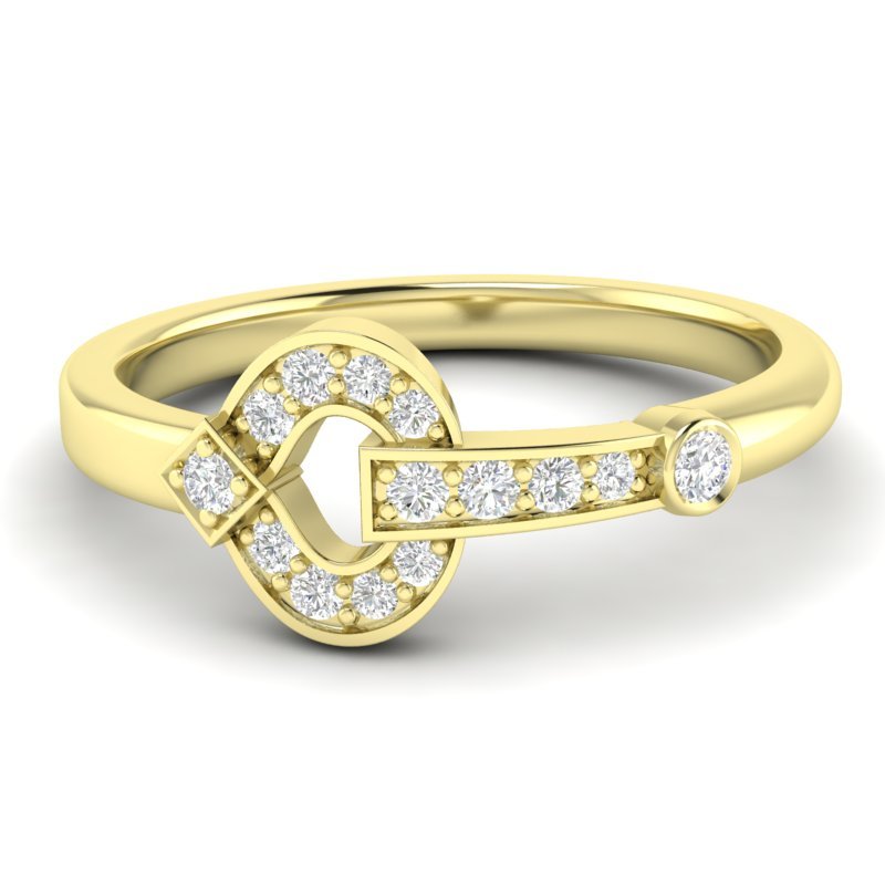 14k Gold Diamond interlock Buckle Ring Ring ABB-169-D  - Abtin & Co.