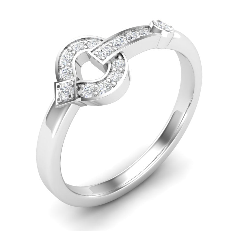 14k Gold Diamond interlock Buckle Ring Ring ABB-169-D  - Abtin & Co.