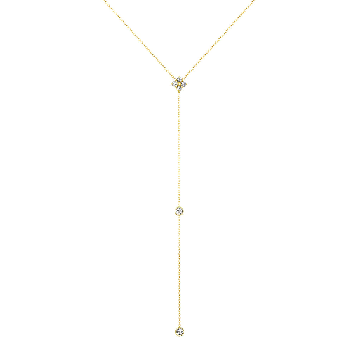 14K Gold Diamond Lariat Necklace Diamond Y-Necklace Necklace ABN-118-D  - Abtin & Co.