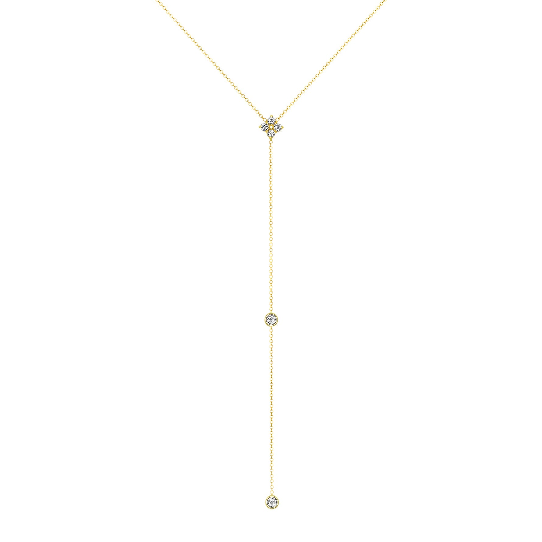14K Gold Diamond Lariat Necklace Diamond Y-Necklace Necklace ABN-118-D  - Abtin & Co.