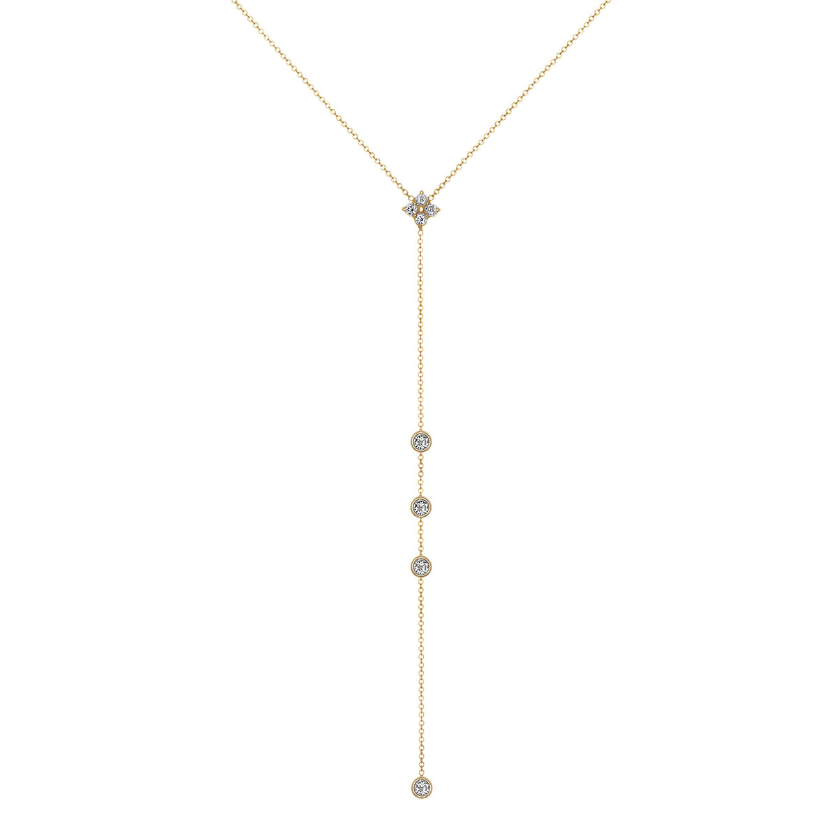 14K Gold Diamond Lariat Necklace Diamond Y-Necklace Necklace ABN-141-D  - Abtin & Co.