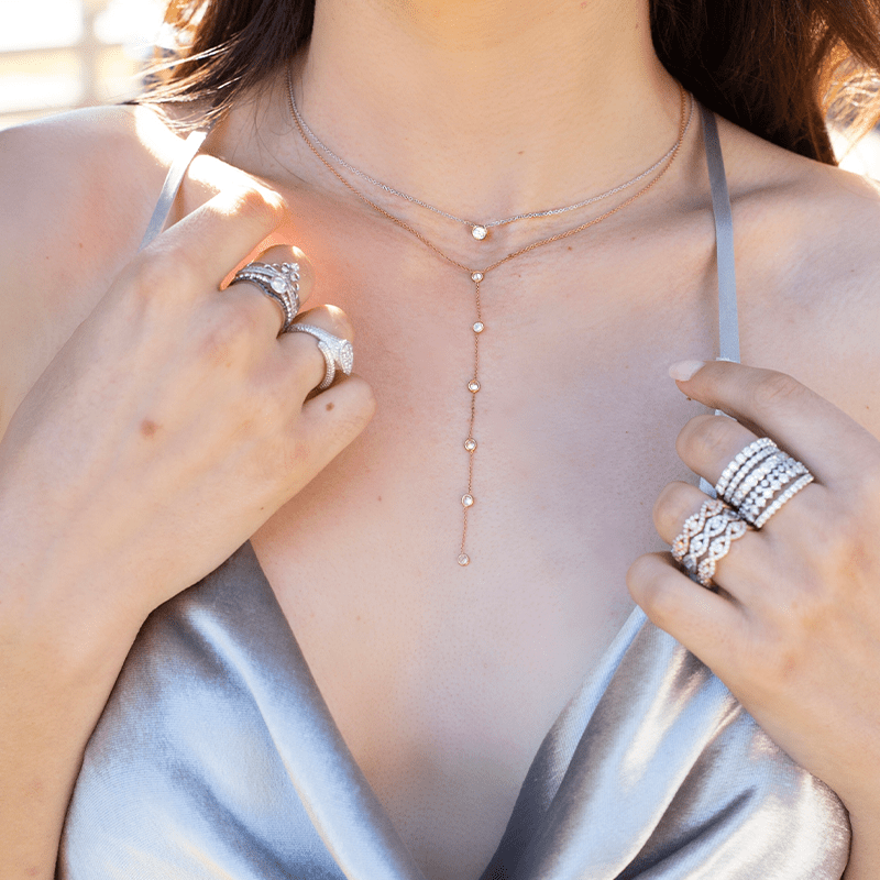 14K Gold Diamond Lariat Necklace Diamond Y-Necklace Necklace ABN-139-D  - Abtin & Co.