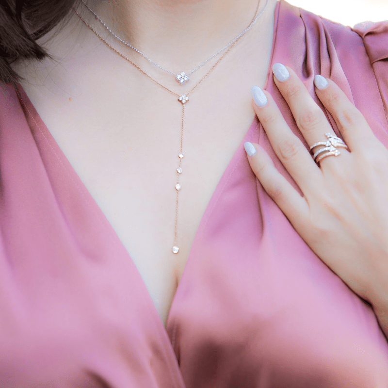 14K Gold Diamond Lariat Necklace Diamond Y-Necklace Necklace ABN-141-D  - Abtin & Co.