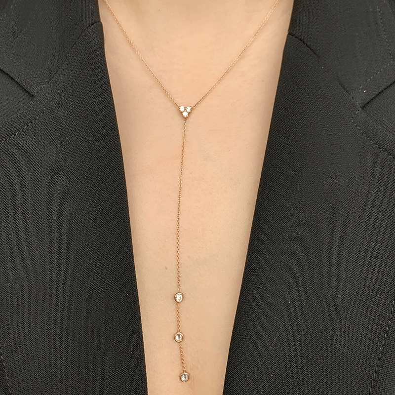 14K Gold Diamond Lariat Necklace Diamond Y-Necklace Necklace ABN-119-D  - Abtin & Co.