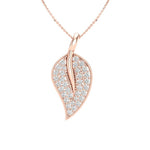 14K Gold Diamond Leaf Pendant Pendant ABP-107-D  - Abtin & Co.