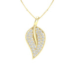 14K Gold Diamond Leaf Pendant Pendant ABP-107-D  - Abtin & Co.