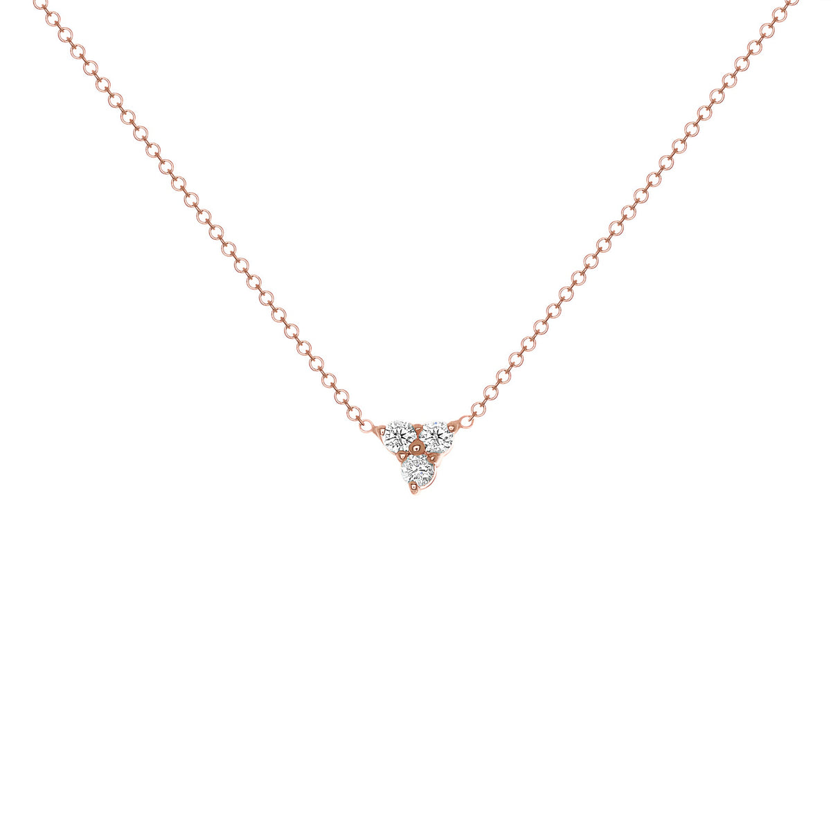14K Gold Diamond Necklace Three-stone Diamond Necklace Trio Diamond Necklace Necklace ABN-43-D  - Abtin & Co.