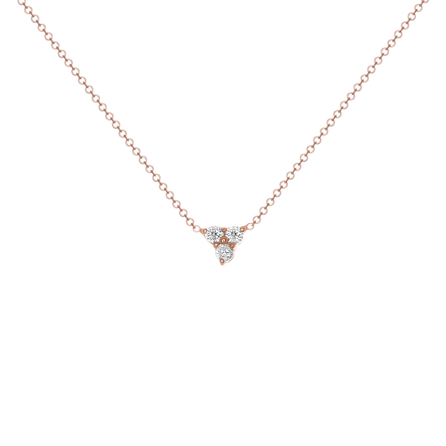 14K Gold Diamond Necklace Three-stone Diamond Necklace Trio Diamond Necklace Necklace ABN-43-D  - Abtin & Co.