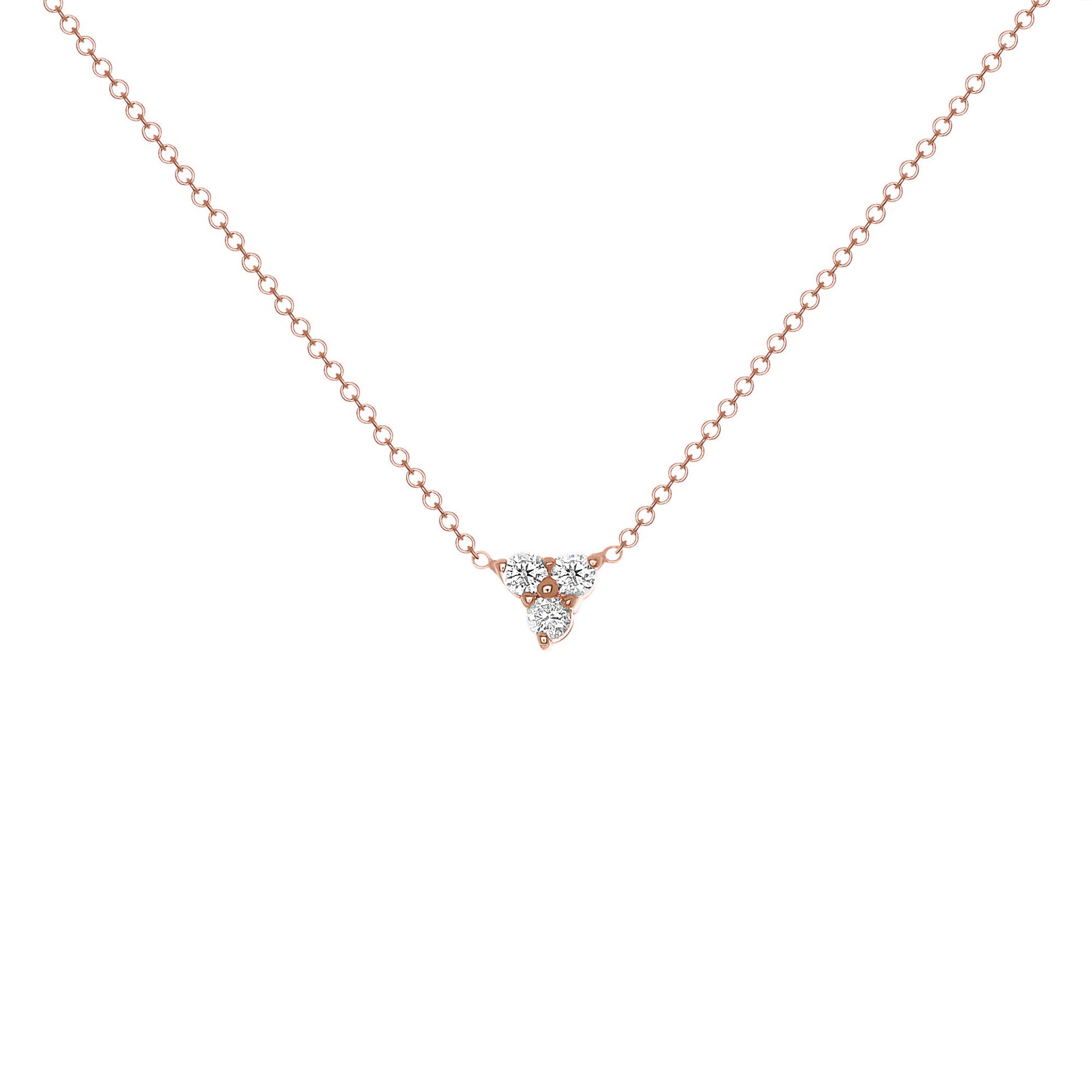 14K Gold Diamond Necklace Three-stone Diamond Necklace Trio Diamond Necklace Necklace ABN-43-D  - Abtin & Co.
