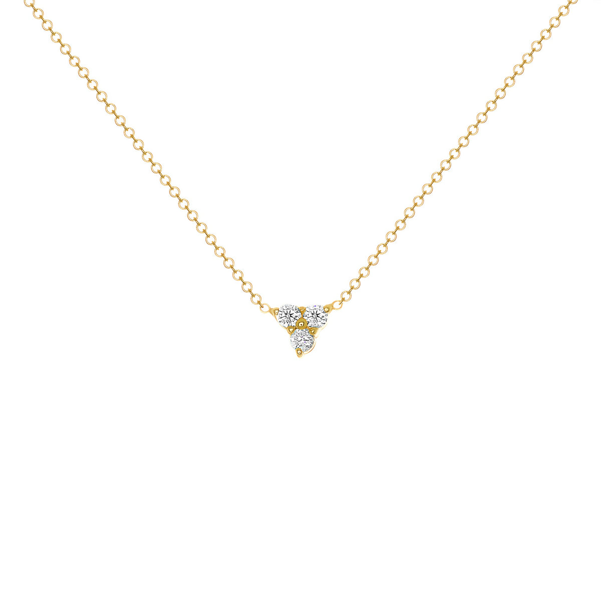 14K Gold Diamond Necklace Three-stone Diamond Necklace Trio Diamond Necklace Necklace ABN-43-D  - Abtin & Co.