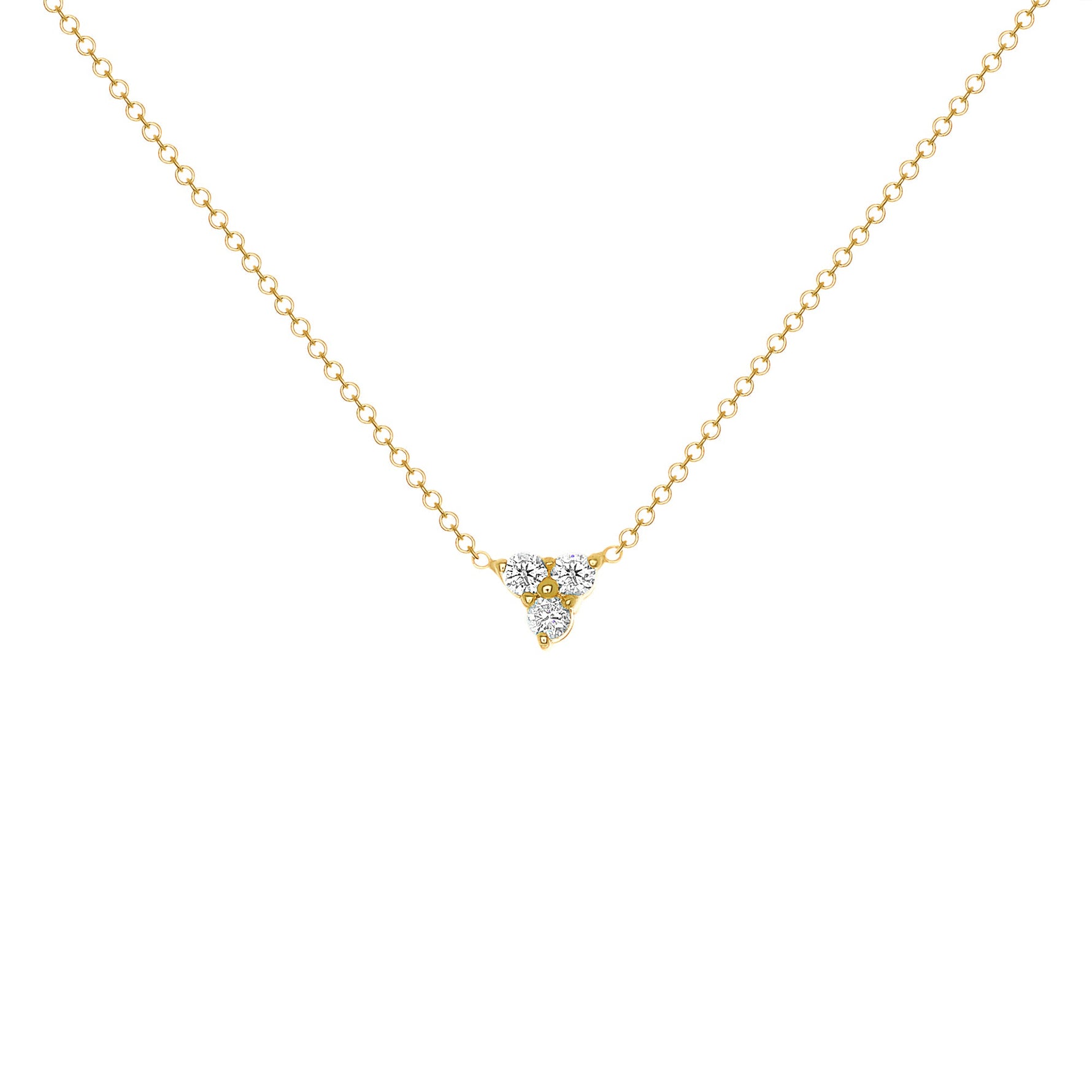 14K Gold Diamond Necklace Three-stone Diamond Necklace Trio Diamond Necklace Necklace ABN-43-D  - Abtin & Co.