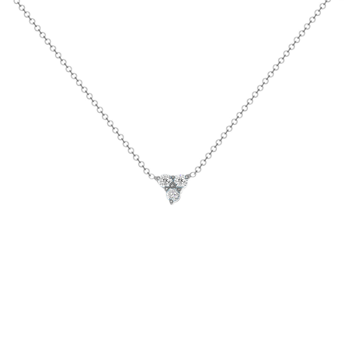 14K Gold Diamond Necklace Three-stone Diamond Necklace Trio Diamond Necklace Necklace ABN-43-D  - Abtin & Co.