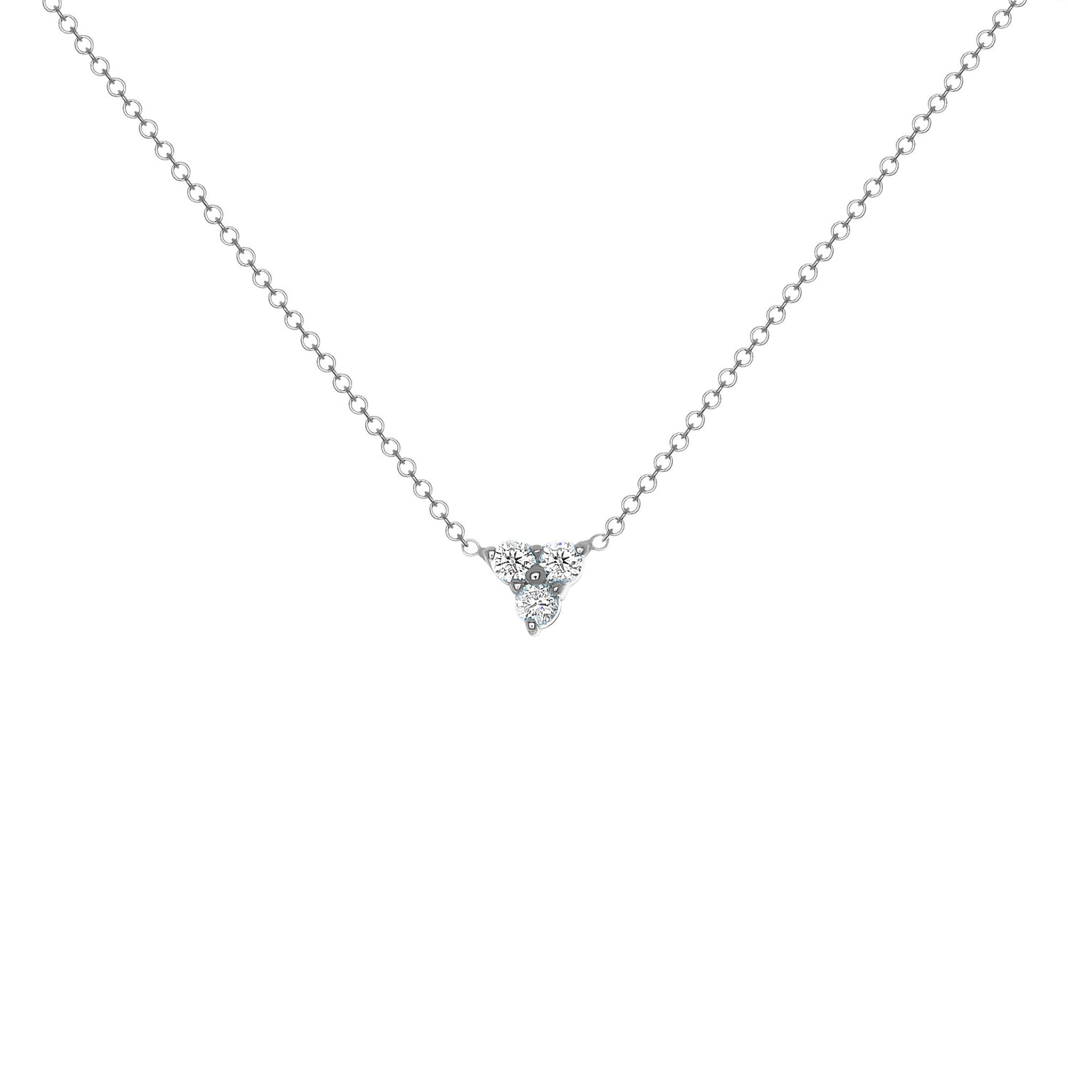 14K Gold Diamond Necklace Three-stone Diamond Necklace Trio Diamond Necklace Necklace ABN-43-D  - Abtin & Co.
