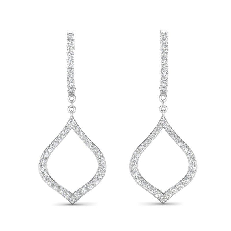 14k Gold Diamond Open Pear-shaped Drop Earring Earring ABE-109.2-D  - Abtin & Co.