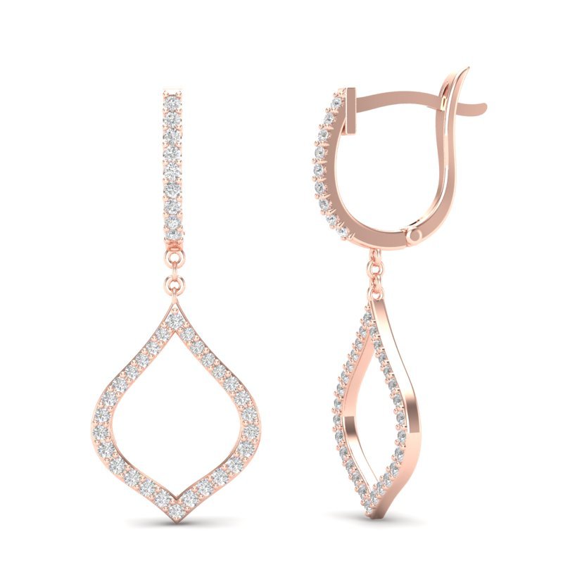 14k Gold Diamond Open Pear-shaped Drop Earring Earring ABE-109.2-D  - Abtin & Co.