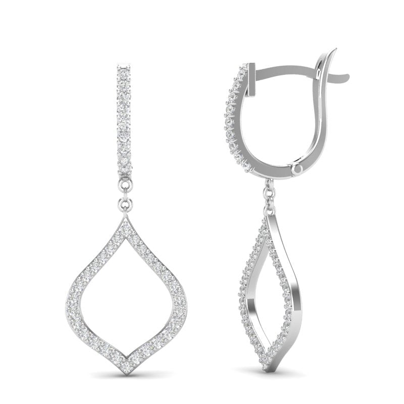 14k Gold Diamond Open Pear-shaped Drop Earring Earring ABE-109.2-D  - Abtin & Co.