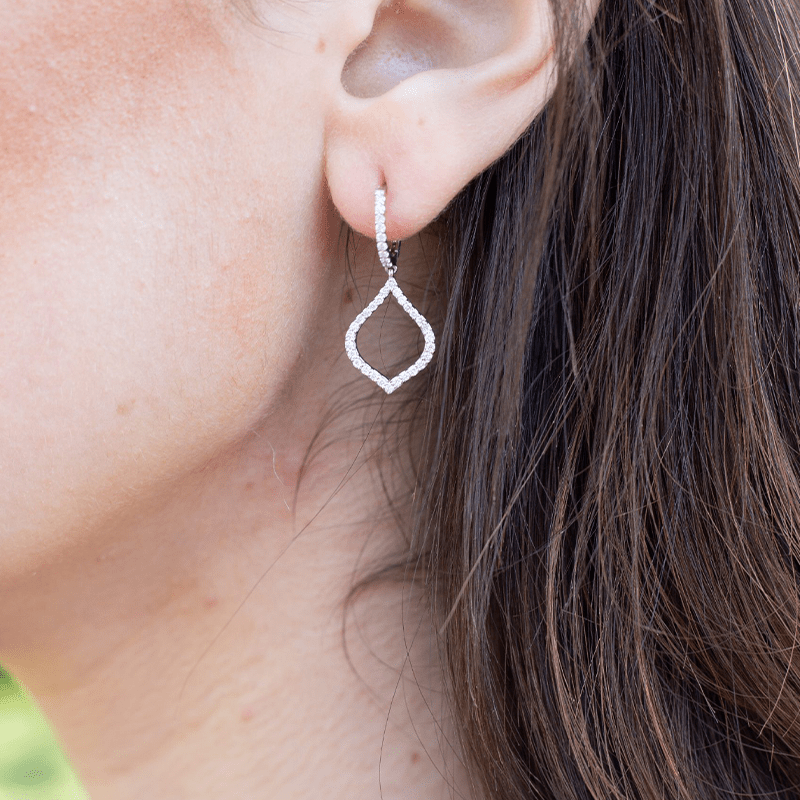 14k Gold Diamond Open Pear-shaped Drop Earring Earring ABE-109.2-D  - Abtin & Co.