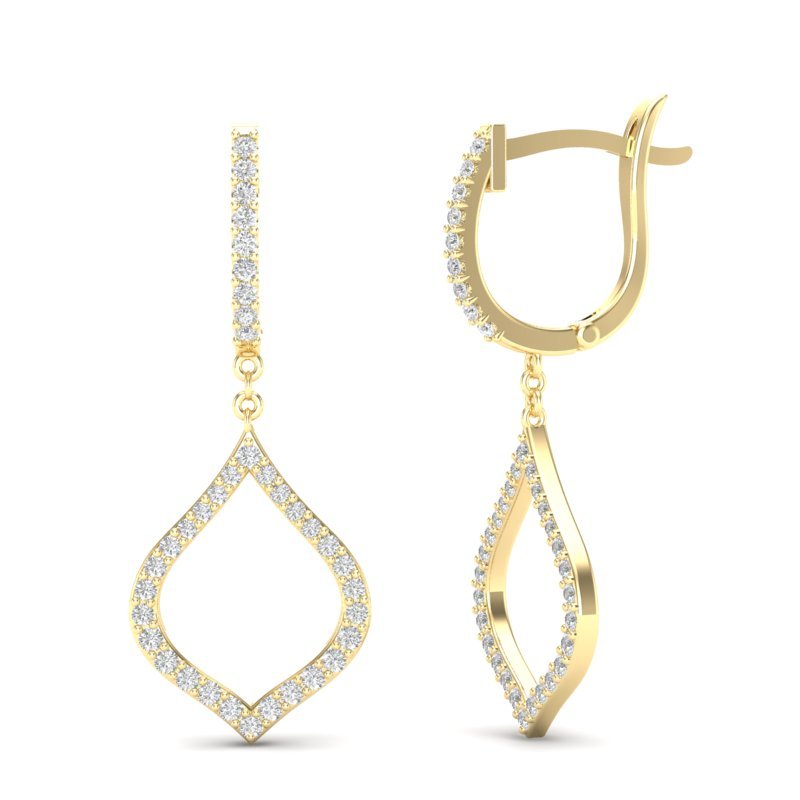 14k Gold Diamond Open Pear-shaped Drop Earring Earring ABE-109.2-D  - Abtin & Co.