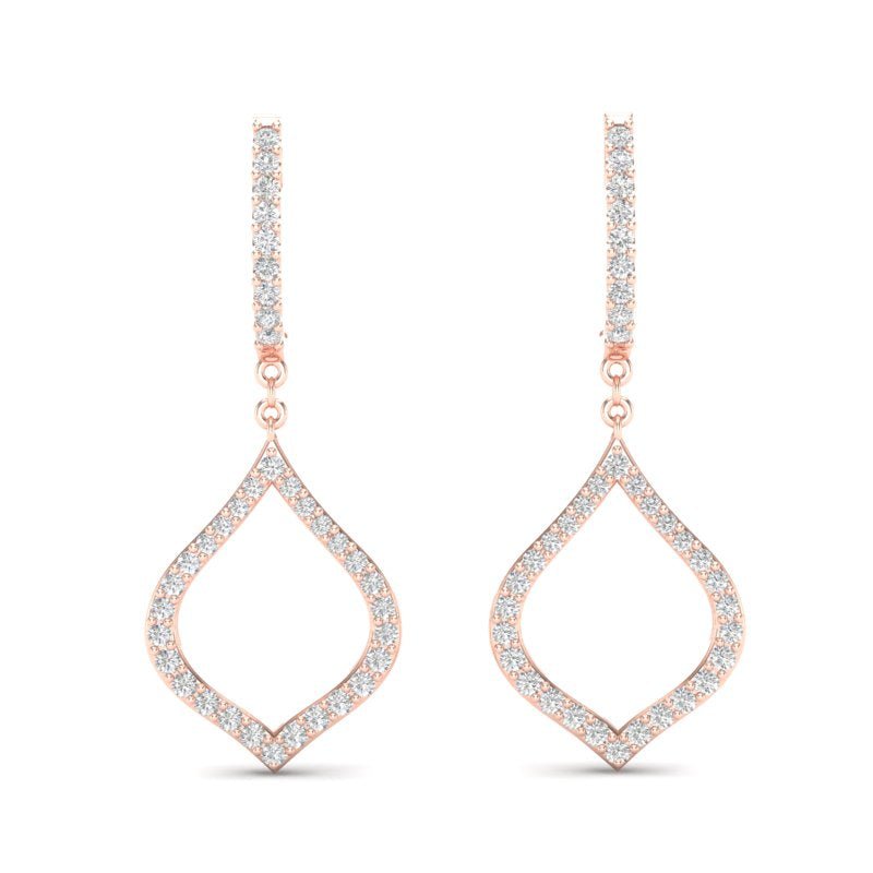 14k Gold Diamond Open Pear-shaped Drop Earring Earring ABE-109.2-D  - Abtin & Co.