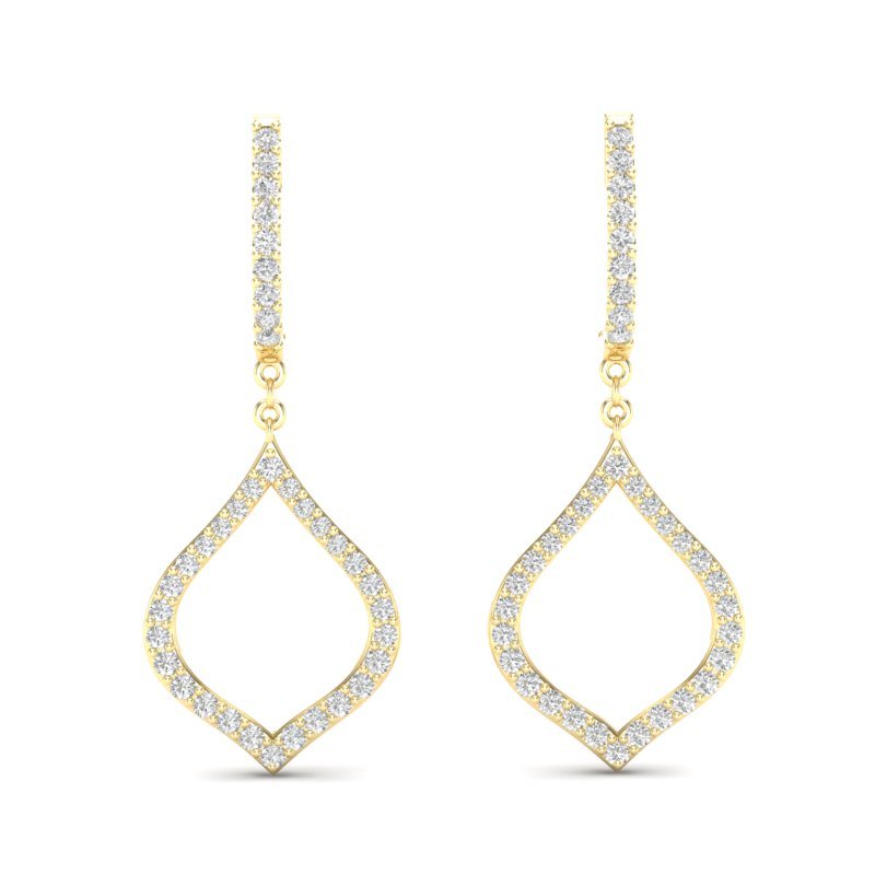 14k Gold Diamond Open Pear-shaped Drop Earring Earring ABE-109.2-D  - Abtin & Co.