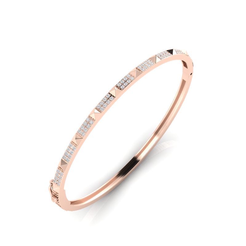 14k Gold Diamond Pyramid Stud Bangle Bangle ABA-10-D  - Abtin & Co.