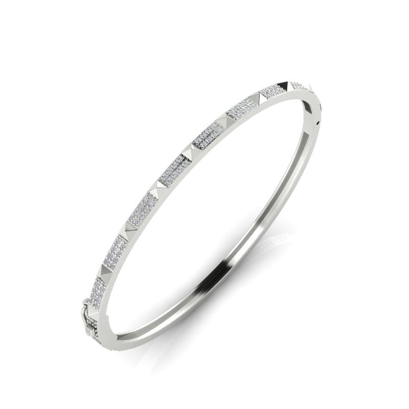 14k Gold Diamond Pyramid Stud Bangle Bangle ABA-10-D  - Abtin & Co.