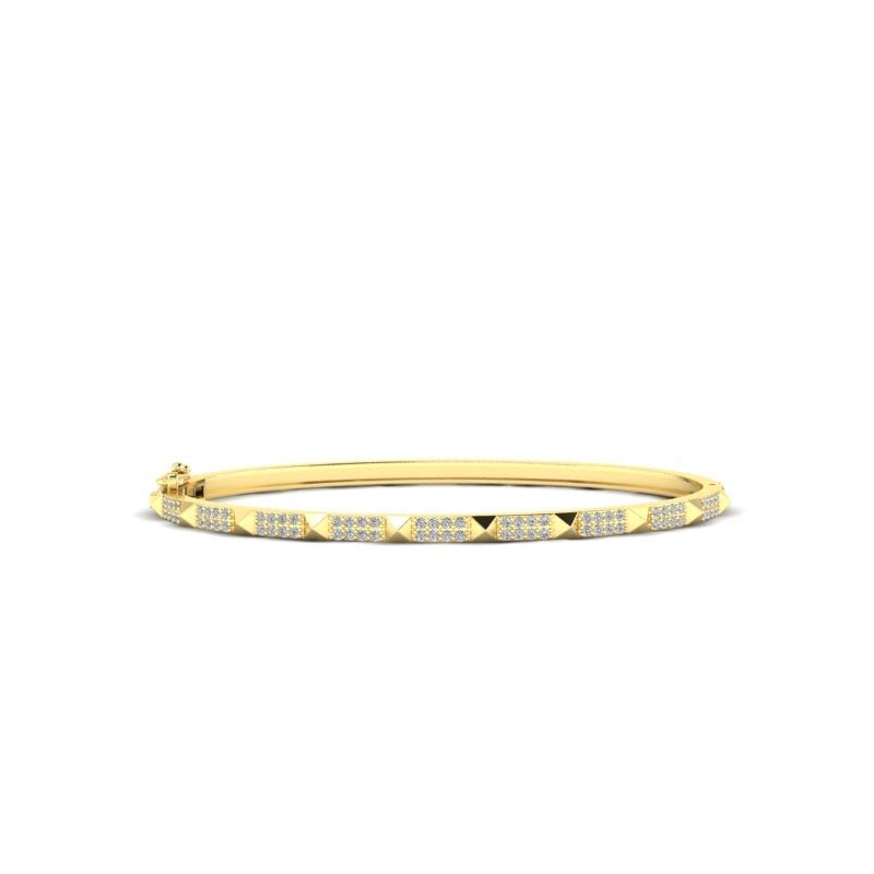 14k Gold Diamond Pyramid Stud Bangle Bangle ABA-10-D  - Abtin & Co.