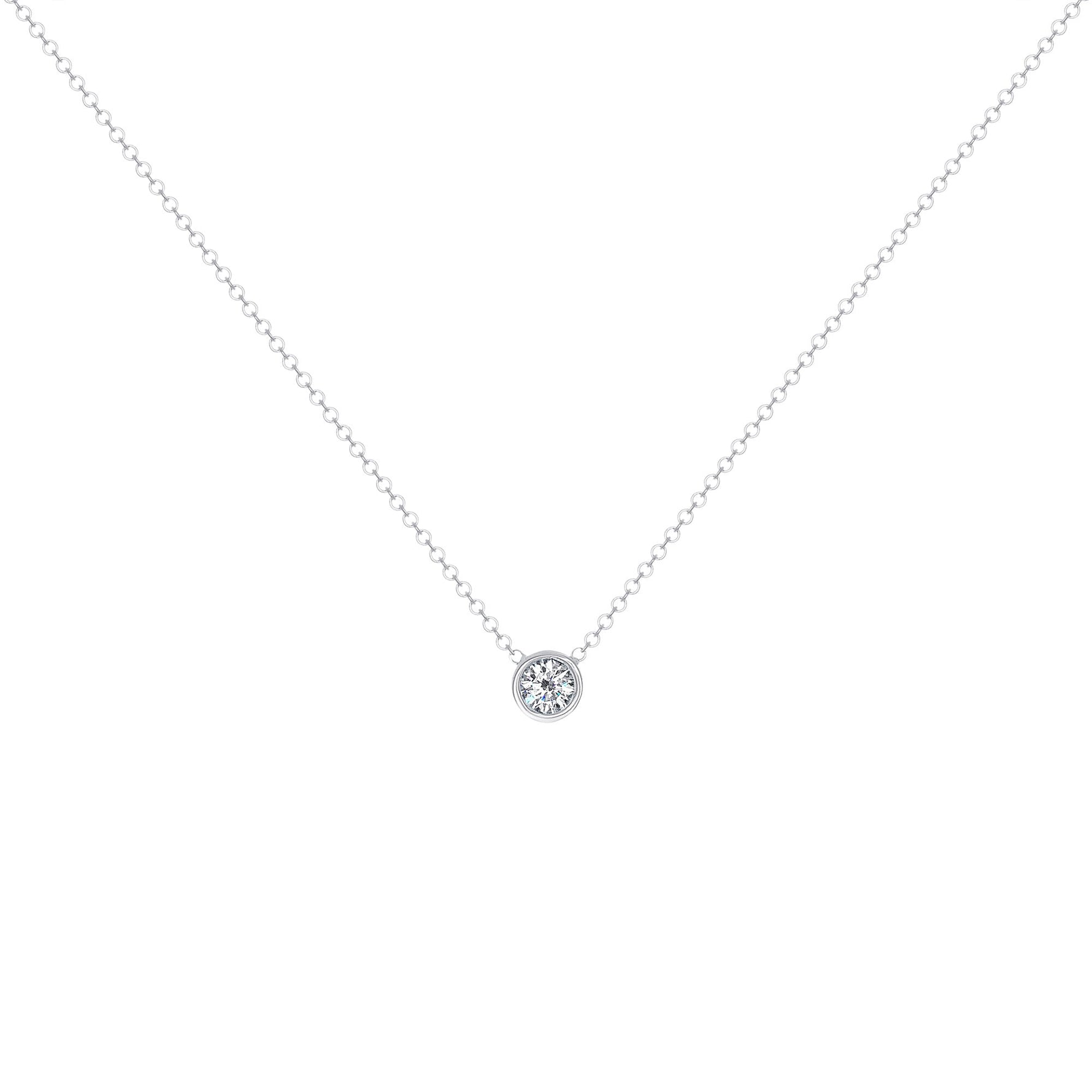 14K Gold Diamond Solitaire Necklace Bezel Set Round Diamond Necklace Necklace ABN-1-D  - Abtin & Co.