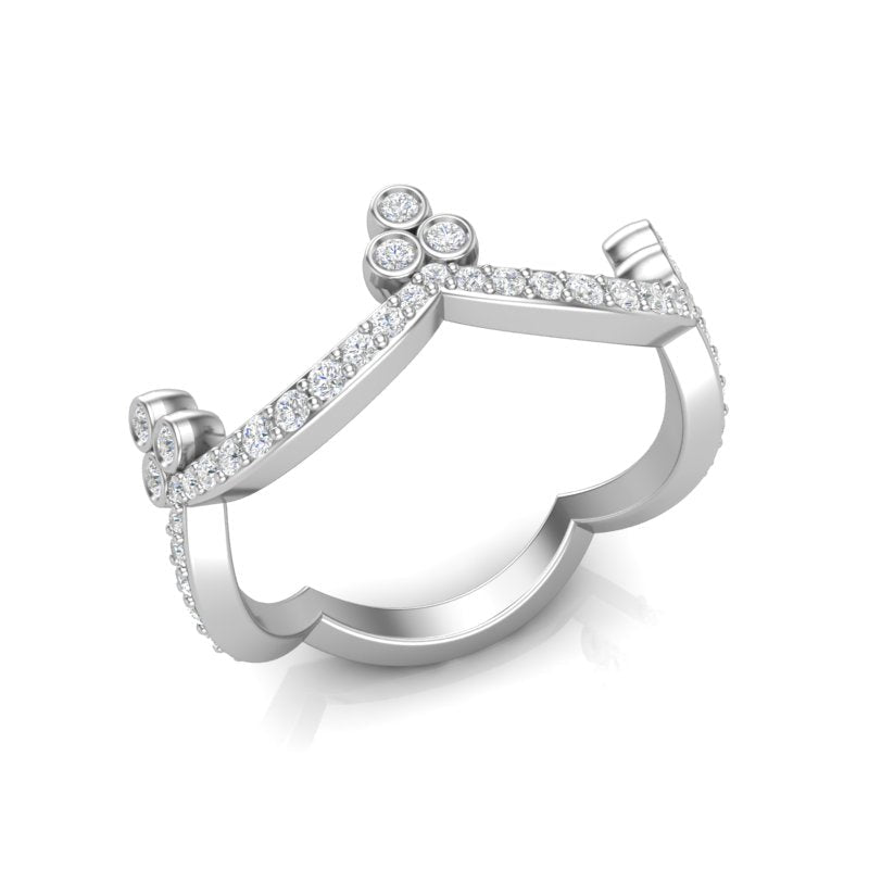 14k Gold Diamond Tiara Stackable Ring Wedding Band Ring ABB-188-D  - Abtin & Co.