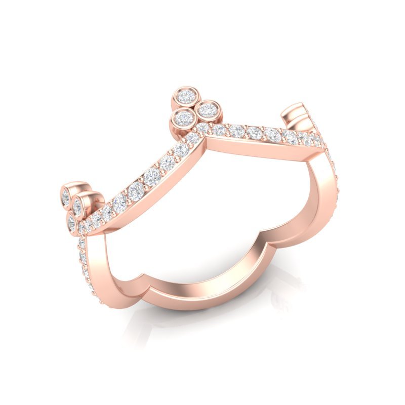 14k Gold Diamond Tiara Stackable Ring Wedding Band Ring ABB-188-D  - Abtin & Co.