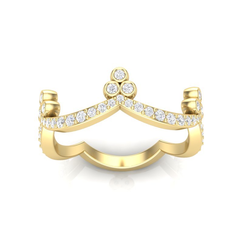 14k Gold Diamond Tiara Stackable Ring Wedding Band Ring ABB-188-D  - Abtin & Co.