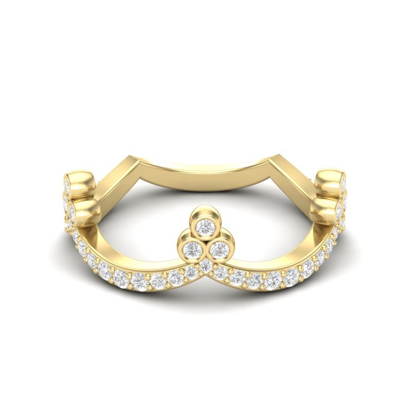 14k Gold Diamond Tiara Stackable Ring Wedding Band Ring ABB-188-D  - Abtin & Co.