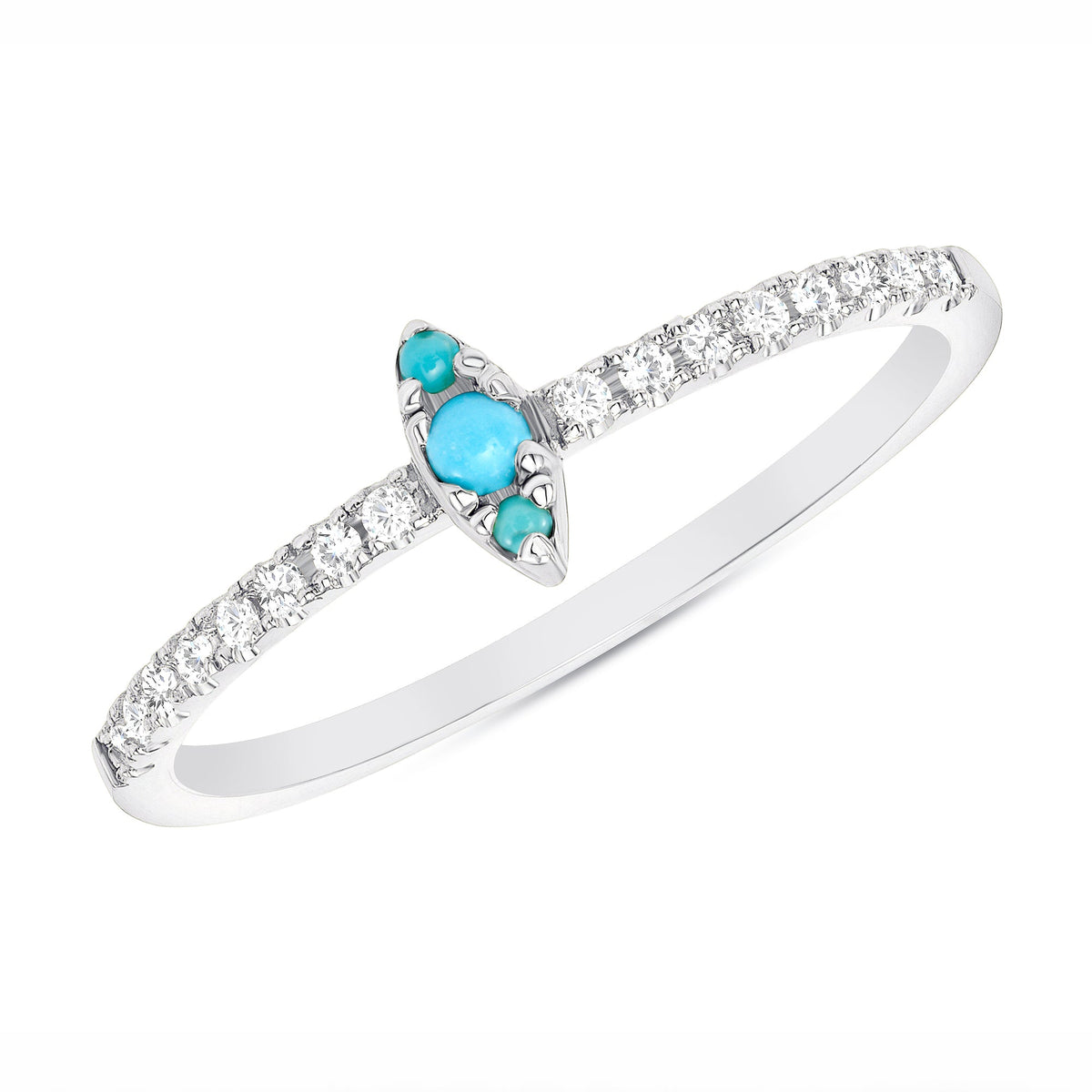 14K Gold Diamond & Turquoise Marquise Design Stackable Ring Ring ABB-123V1-TQD  - Abtin & Co.