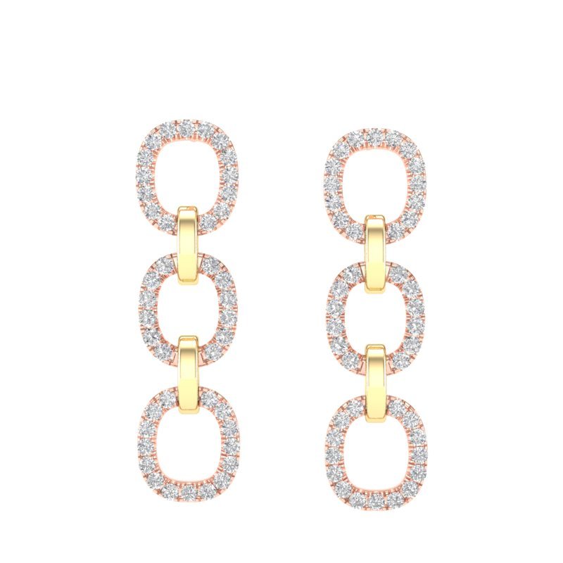 14k Gold Diamond Two-toned Chain-Link Drop Earring Earring ABE-102.2C5-D  - Abtin & Co.