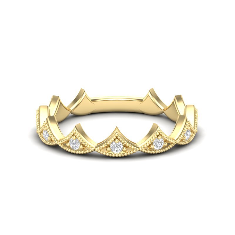 14k Gold Diamond Vintage Tiara Stackable Ring Wedding Band Ring ABB-185-D  - Abtin & Co.