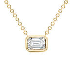 14K Gold Emerald Cut Diamond Bezel Necklace Pendant ABN-143Y-D  - Abtin & Co.