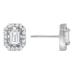 14K Gold Emerald-cut Diamond Halo Stud Earrings Earring ABE-140.2Y-D-1  - Abtin & Co.