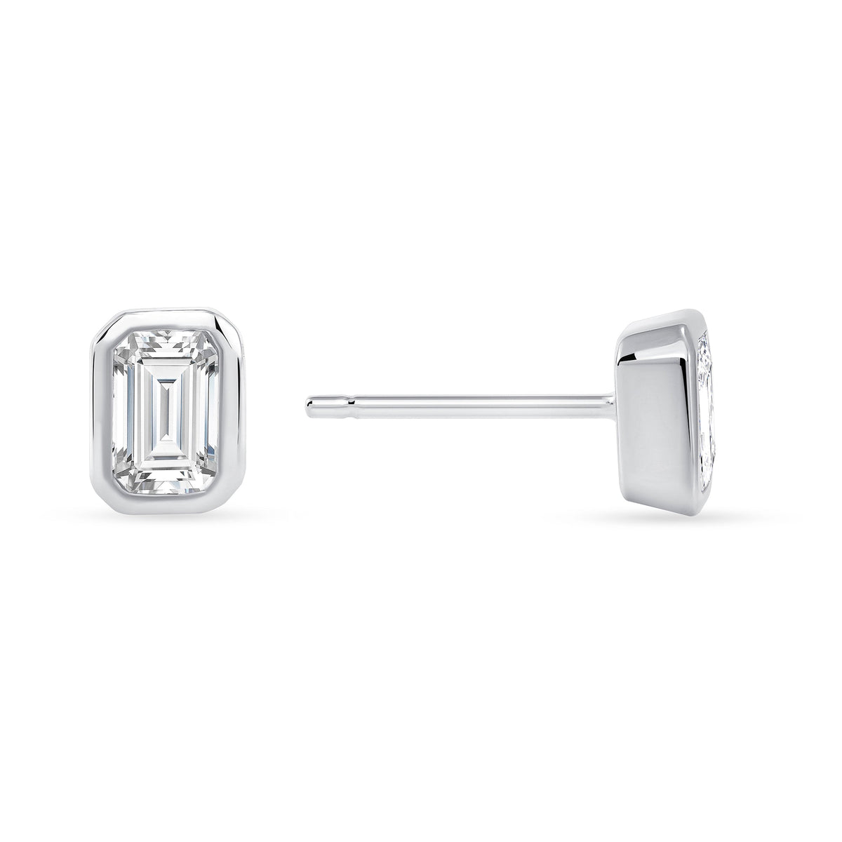 14K Gold Emerald-cut Diamond Stud Earring Earring ABE-139.3W-D  - Abtin & Co.