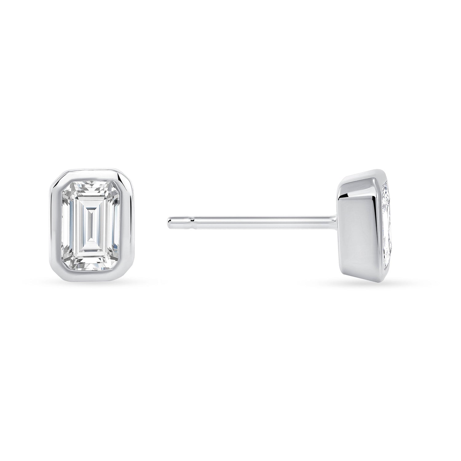 14K Gold Emerald-cut Diamond Stud Earring Earring ABE-139.3W-D  - Abtin & Co.