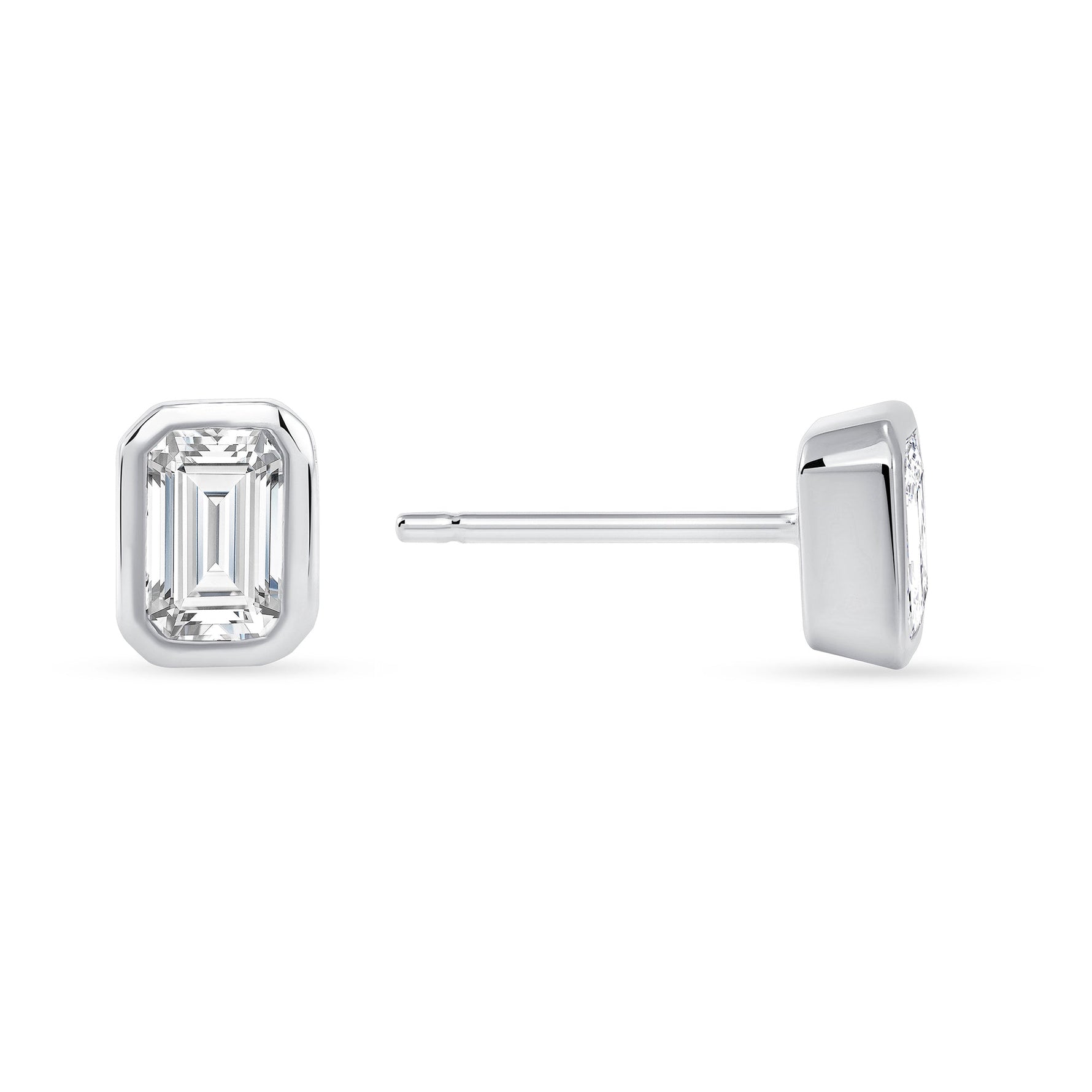 14K Gold Emerald-cut Diamond Stud Earring Earring ABE-139.3W-D  - Abtin & Co.