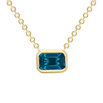 14K Gold Emerald Cut London Blue Topaz Bezel Necklace Pendant ABN-143Y-LBF  - Abtin & Co.